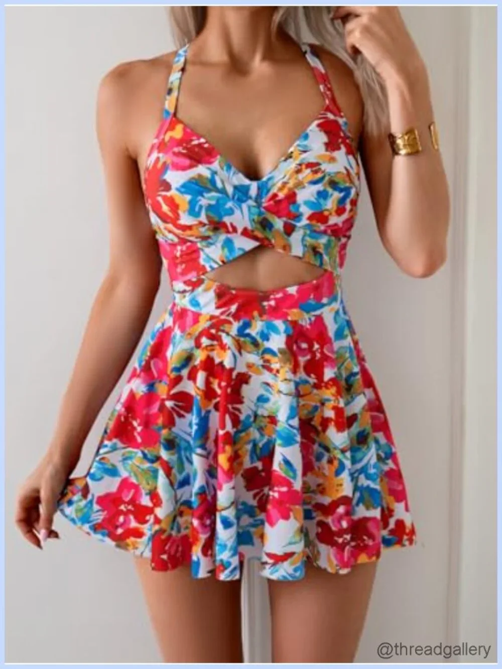 Women's Swim Dress Tummy Control One Piece Swimsuit with Skirt, Built-in